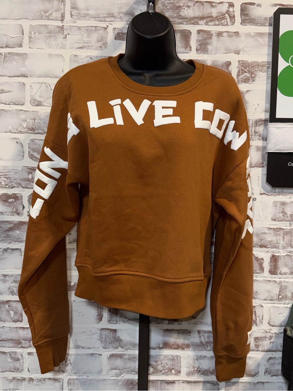 Brown Graphic Crewneck Sweatshirt long live cowboys